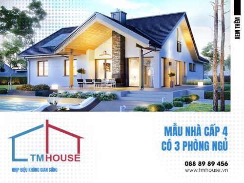 MẪU NHÀ CẤP 4 CÓ 3 PHÒNG NGỦ